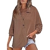 Astylish Women's Casual Blouses Button Down Business Batwing Tops Long Sleeve V Neck Ribbed Shirts 2025 Fall Outfit