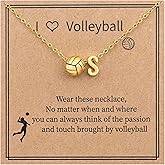 LUIOUS Volleyball Initial Necklace for Women - A-Z Letter Design, Cute Valentine's Day/Stocking Stuffer & Birthday Gift for Volleyball Lovers