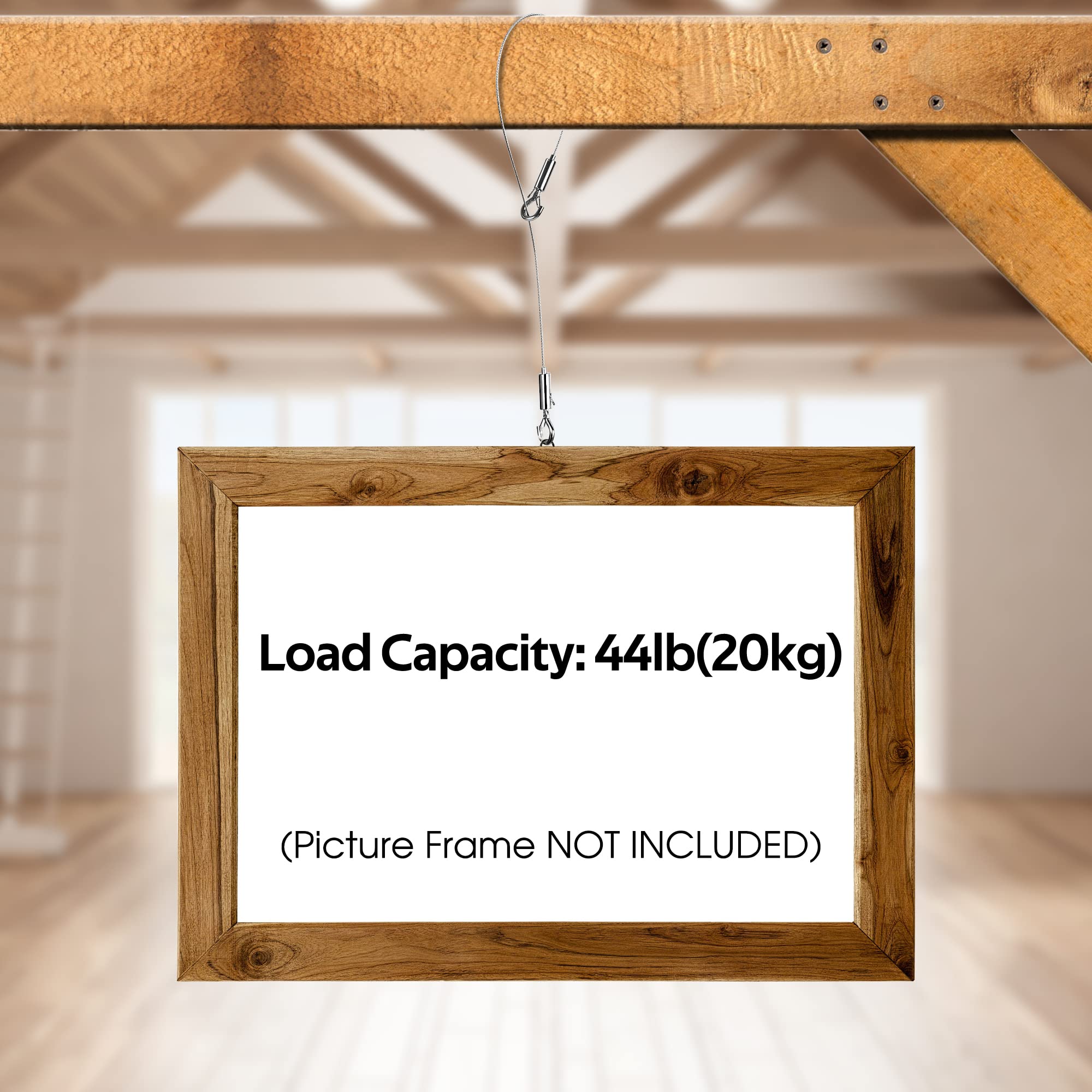 SIDENUO Adjustable Picture Hanging Wire 2PCS Mirror Frame Kit 2m x1.5mm Heavy Duty Stainless Steel Rope for Mirror Hanging Hardware,Light Lamp,Billboards,Basket Flowerpot Hold Up to 20kg