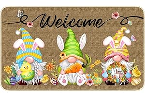 TREWAVE Easter Decorative Doormat, Easter Gnome Door Mat, Non Slip Rubber Backing Doormat, Easter Decoration for Outdoor Indoor, Entrance Doormat, Spring Floor Mat, 29 x 17 Inch