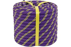 CRAYZA Double Braided Arborist Rigging Rope (1/2 in x 50 ft) Strong Polyester Rope 48 Strands for Tree Work Pulling Swing Sailing, Purple