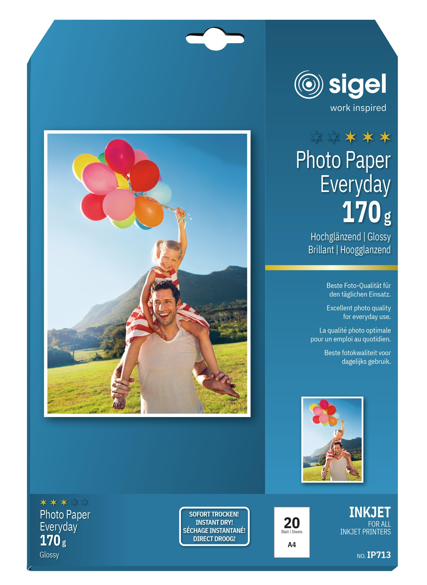 SIGEL IP713 Everday Photo Paper, InkJet, glossy, 170 gsm, A4, 20 sheets