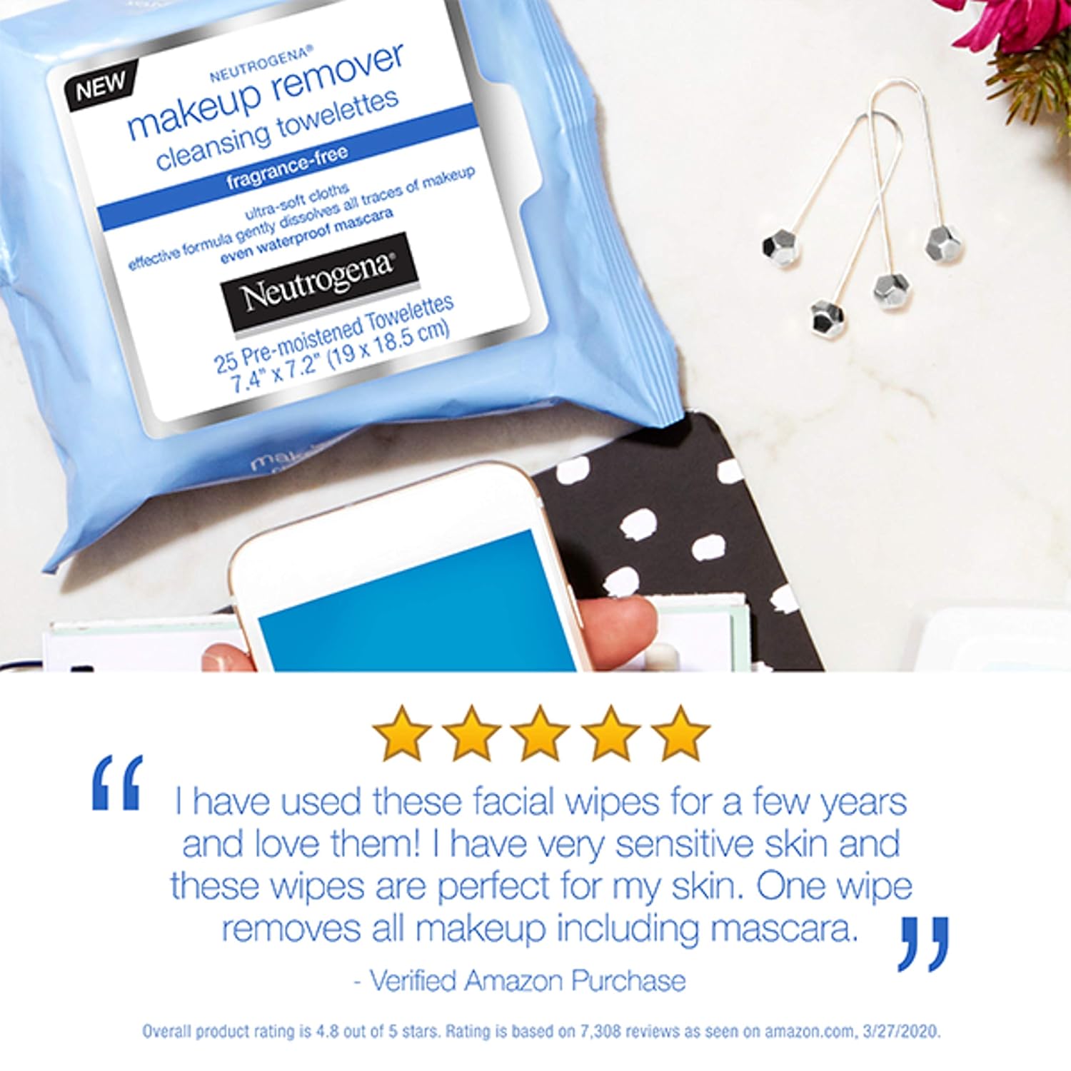 Neutrogena Fragrance-Free Makeup Remover Face Wipes, Daily Facial Cleansing Towelettes for Waterproof Makeup, Dirt & Oil, Gentle, Alcohol-Free & Fragrance Free, 25 ct: Beauty