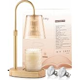 Adjustable Candle Warmer Lamp with Timer - Electric Light Wax Warming | Dimmable, Flameless, Top Melter Heater Melting Heating Height Small Jar Candles Gifts Women Mom Birthday Desk Modern Decor
