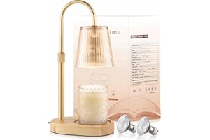 WARLISOU Adjustable Candle Warmer Lamp with Timer - Electric Light Wax Warming Dimmable Flameless Top Melter Heater Melting Heating Height Small Jar Candles Gifts Women Mom Birthday Home Desk Modern Decor