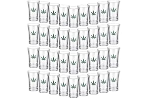 Jetec 24 Pcs 420 Party Shot Glasses 420 Weed Acrylic Mini Shot Glass 420 Party Decorations Weed Shot Glasses Birthday Party Supplies Weed Leaves Glasses Weed Party Decorations for Adults