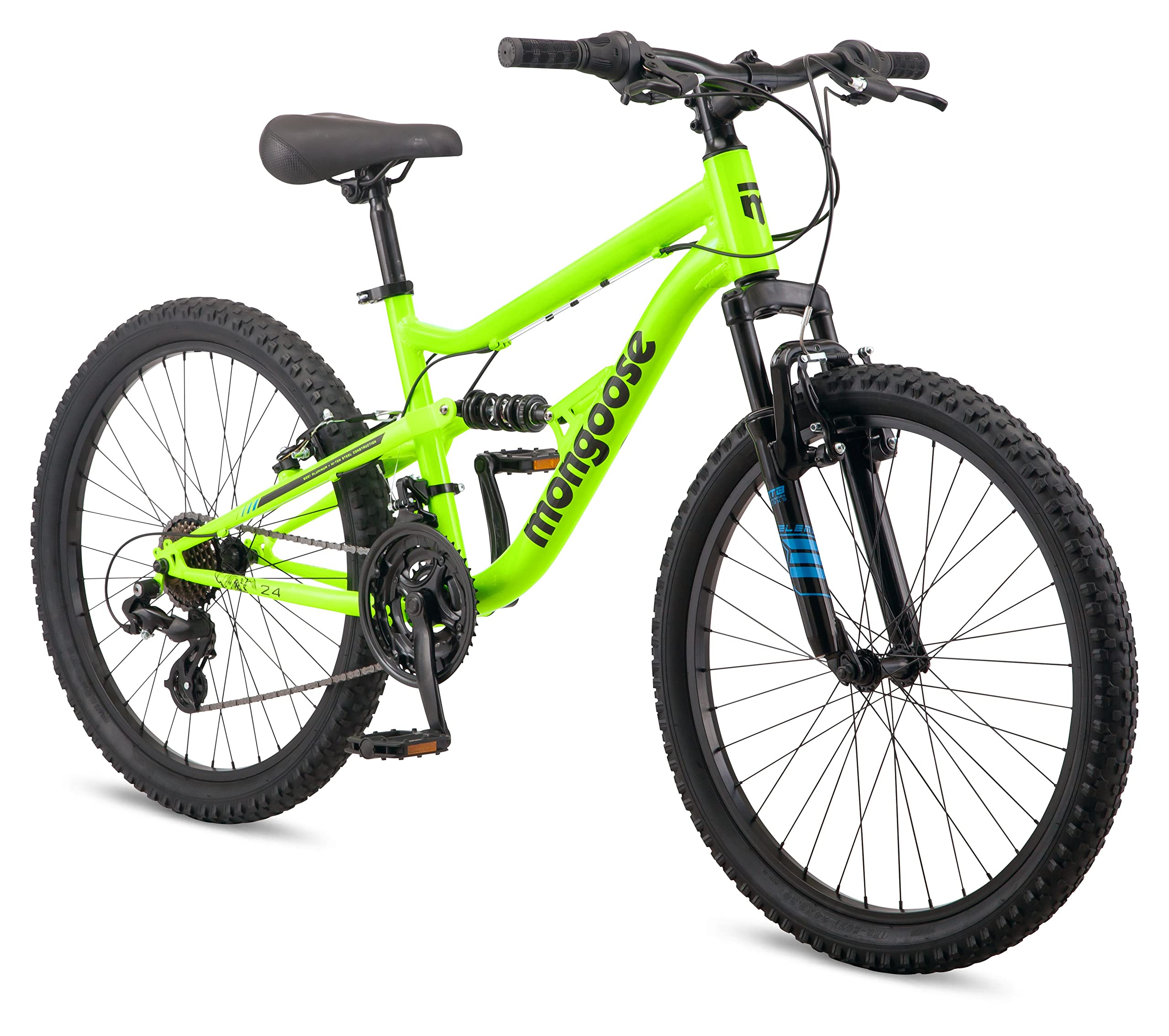 Mongoose Status Mountain Bike, 24 Inch Bike for Kids and Teens, 21