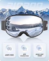 RIOROO Ski Goggles 2026 OTG Spherical Lens 112 UV Protection Helmet Compatible view 2