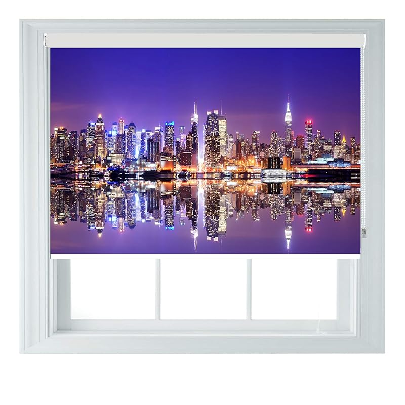 New York Skyline At Night NEW Scenic Theme Photo Black Out Roller