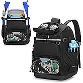 GOBUROS Swim Backpack with Separate Shoe Space, Swim Gear Bag for Swimming Pool, Beach, Swimming Athlete Sports Backpack for Men and Women, Black