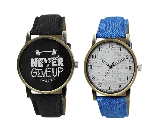 Analogue Black White Dial Mens & Boys Analogue Combo of 2 Watch