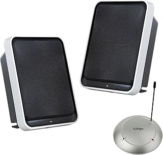 VSG SP-1380 Stereo Funk Lautsprecher Set mit Bass Boost – Kabellose Audio Speaker Reichweite bis 100 m, Plug&Play, Sinusleistung 2 x 3,5 Watt - Schwarz