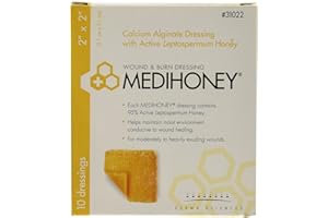 Derma Sciences 31022 Medihoney Calcium Alginate Dressing, 2" Width x 2" Length (Pack of 10)