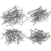 PATIKIL 20mm/30mm/40mm/50mm Open Eye Pins, 600Pcs Metal Head Pins Needles Eye Pins for Jewelry Making Findings Earring Necklace Bracelet, Black