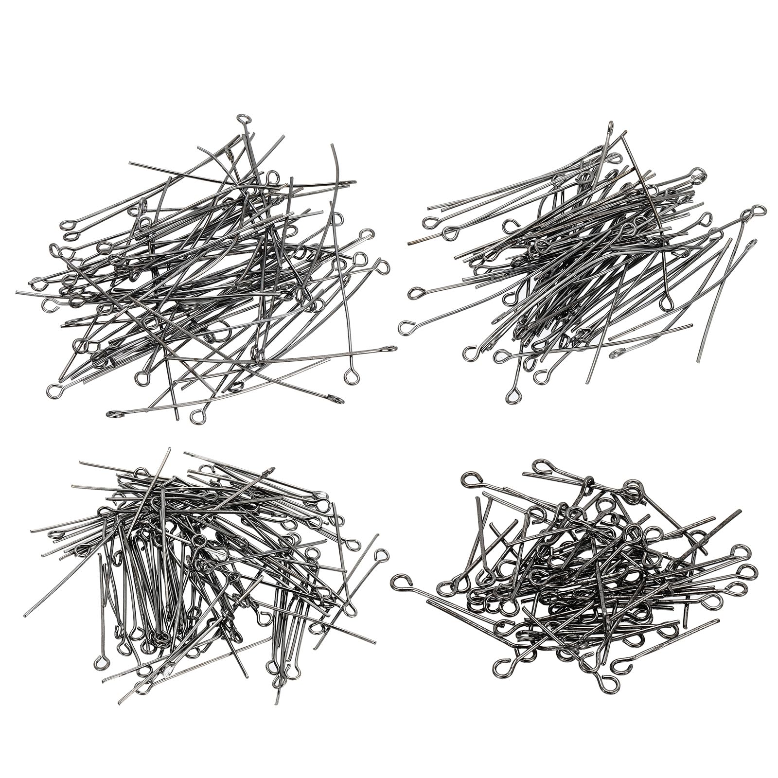 PATIKIL Black Metal Open Eye Pins, 20mm/30mm/40mm/50mm, 600Pcs, Modern Style, Jewelry Making Supplies, Eye Pin