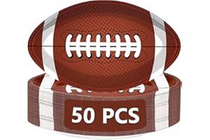 QZYL 50 PCS Football Plates, Football Party Plates, Football Shaped Disposable Paper Plates, Touchdown Party Plates, Football Party Supplies for Football Decorations Sports Birthday Decoration