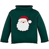Mud Pie Children's Rollneck Sweater; Green Santa; Small | 12-18M