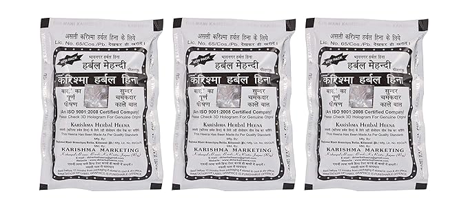 KARISHMA Herbal Henna Mehendi for Unisex (Black, 200 g) Pack of 3