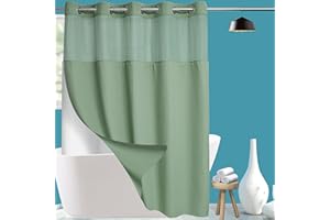 Conbo Mio Fabric Waffle Weave Hotel Shower Curtain with Snap in Liner for Bathroom Waterproof Machine Washable Shower Curtain