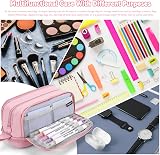 Howala Large Capacity Pencil Case 4 Compartments Pink Multiuse Organizer view 6