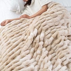BATTILO HOME Large Brown Faux Fur Throw Blanket for