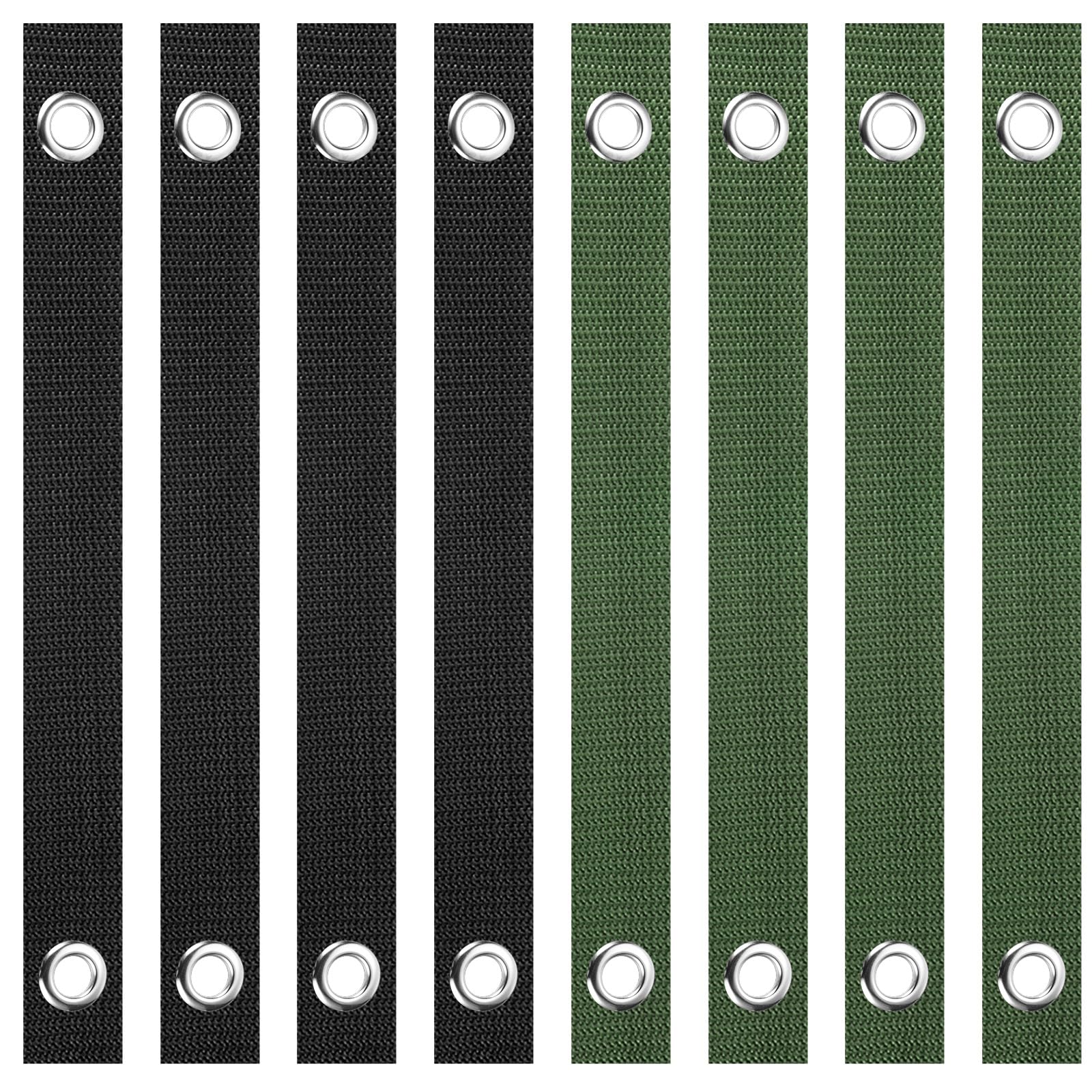 PATIKIL 16 Inch Tree Straps for Staking, 8 Pack Tree Support Stakes, Tree Straightening Ties with Grommets for Newly Planted Straight, Black, Olive Green