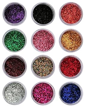 Vozwa Sparkling Nail Art Glitter Powder Set 12 Pcs (Multicolor) (a10)