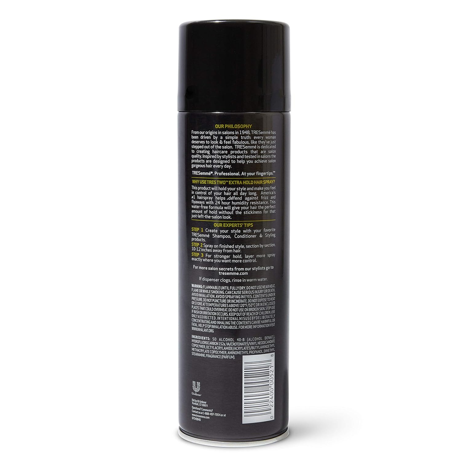 TRESemmé TRES Two Hair Spray for a Frizz-Free Look Extra Hold Anti-Frizz Hairspray With All-Day Humidity Resistance 11 oz (22400640150) : Tresemme Hairspray : Beauty