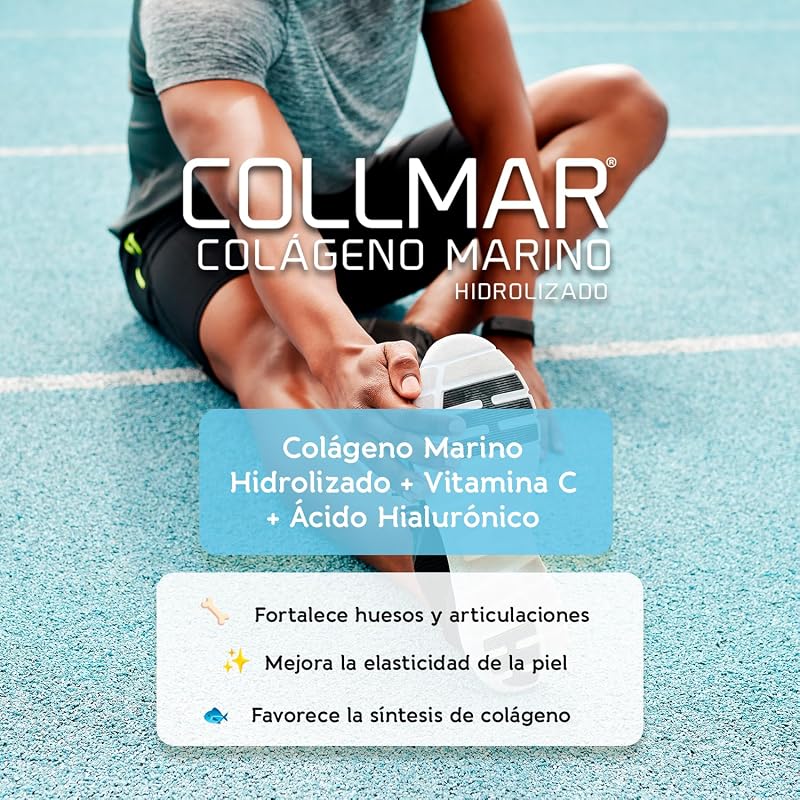 COLLMAR Colagénio Marinho Hidrolisado com Ácido Hialurónico, Vitamina C | Sem adoçantes | Assimilação máxima 9.660 mg/dia | 275g de pó | Sabor a baunilha