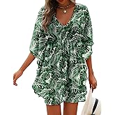 AI'MAGE Womens Beach Swimsuit Coverup Sexy Sheer Bathing Suit Cover Up Dress Swimwear Tie Waist Chiffon Beachwear