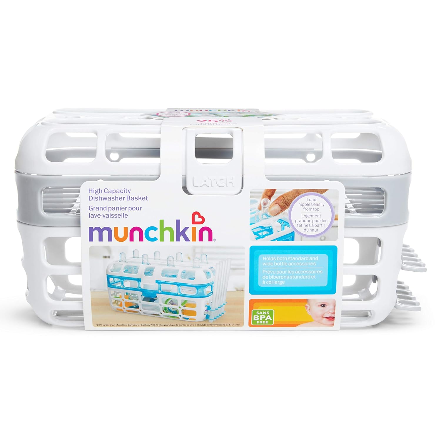 Munchkin High Capacity Dishwasher Basket, 1 Pack, Grey : Baby