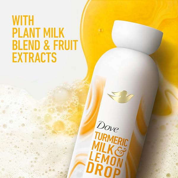 DOVE PLANT MILK CLEANSING BODY WASH TURMERIC & LEMON FOR MOISTURIZED SKIN GENTLE CLEANSER, NO SULFATES OR PARABENS, PH BALANCED 17.5 FL OZ