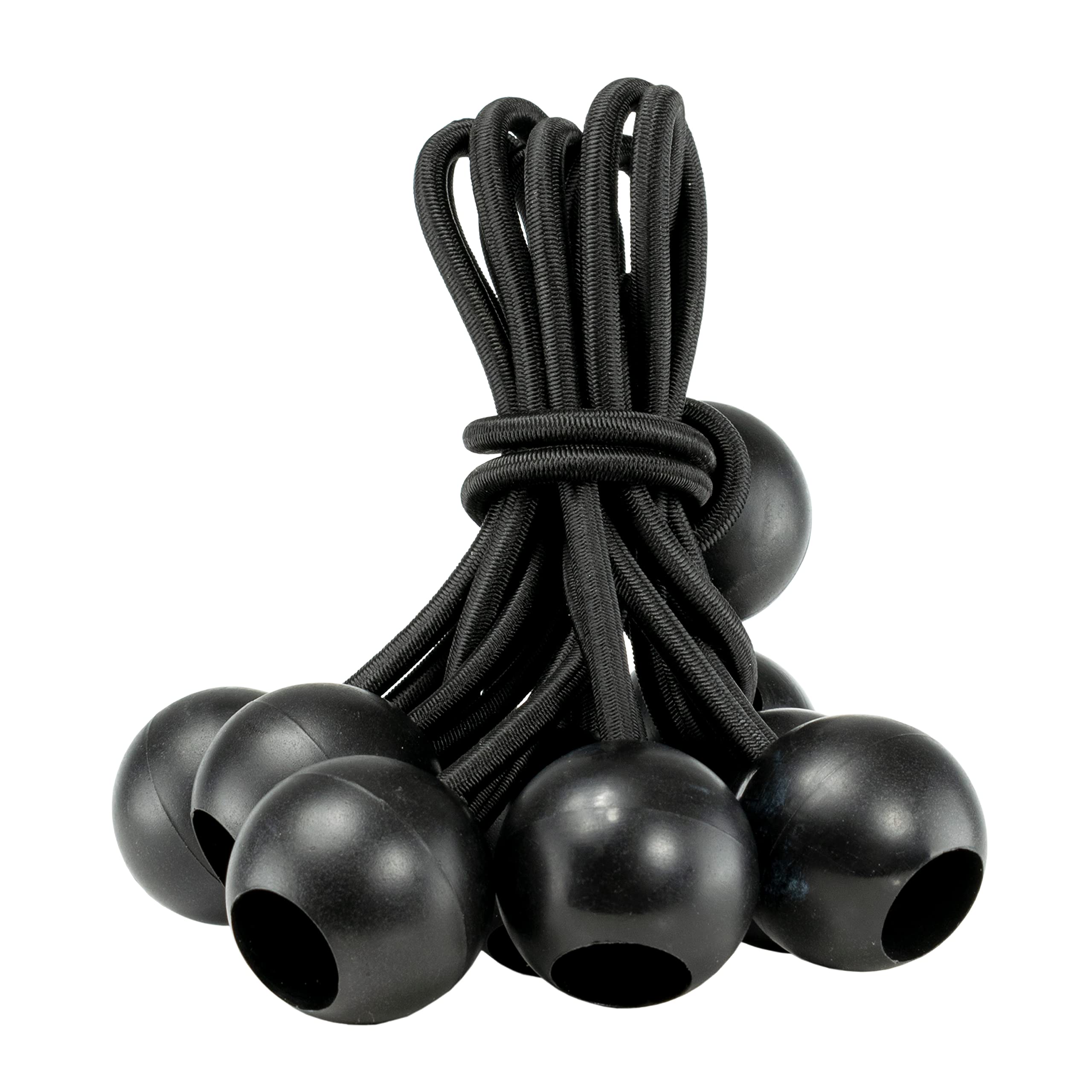 Pack of 10 x 8" stretchy elasticated toggle Bungee balls,20cm length ideal for camping tarps,tie downs,tarpaulins & luggage