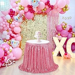 Blush Pink Sequin Table Skirts for rectangle tables