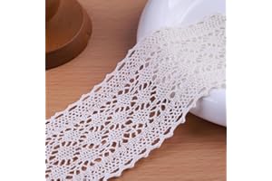 DYSHIPEN 10 Yards x 2.1 Inch Lace Ribbon Vintage Lace Trim Crochet Cotton Lace Edge for Christmas Package DIY Sewing Wedding Bridal Dress,Crafts and Sewing (Beige)