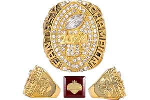 HuangouSA 2024 Fantasy Football Championship Ring with Wooden Box League Champion Trophy Rings Premium Award for Winner