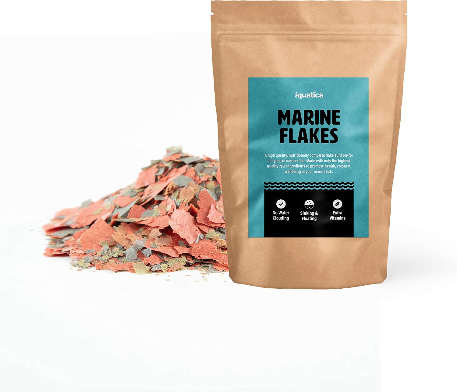 iQuatics Marine Nutritional Perfectly Balanced Fish Food Flakes for all Marine Fish - 100G, 100 g (Pack of 1)