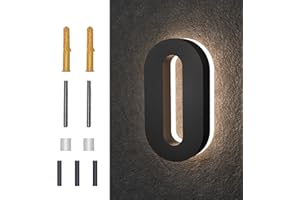 MIDIT 5 Inch Backlit LED House Numbers, Waterproof Stainless Steel, High Transparency Acrylic, LED Illuminated Home Address Number, Lighted House Numbers, Modern Address Numbers, 5 Inch Number 0