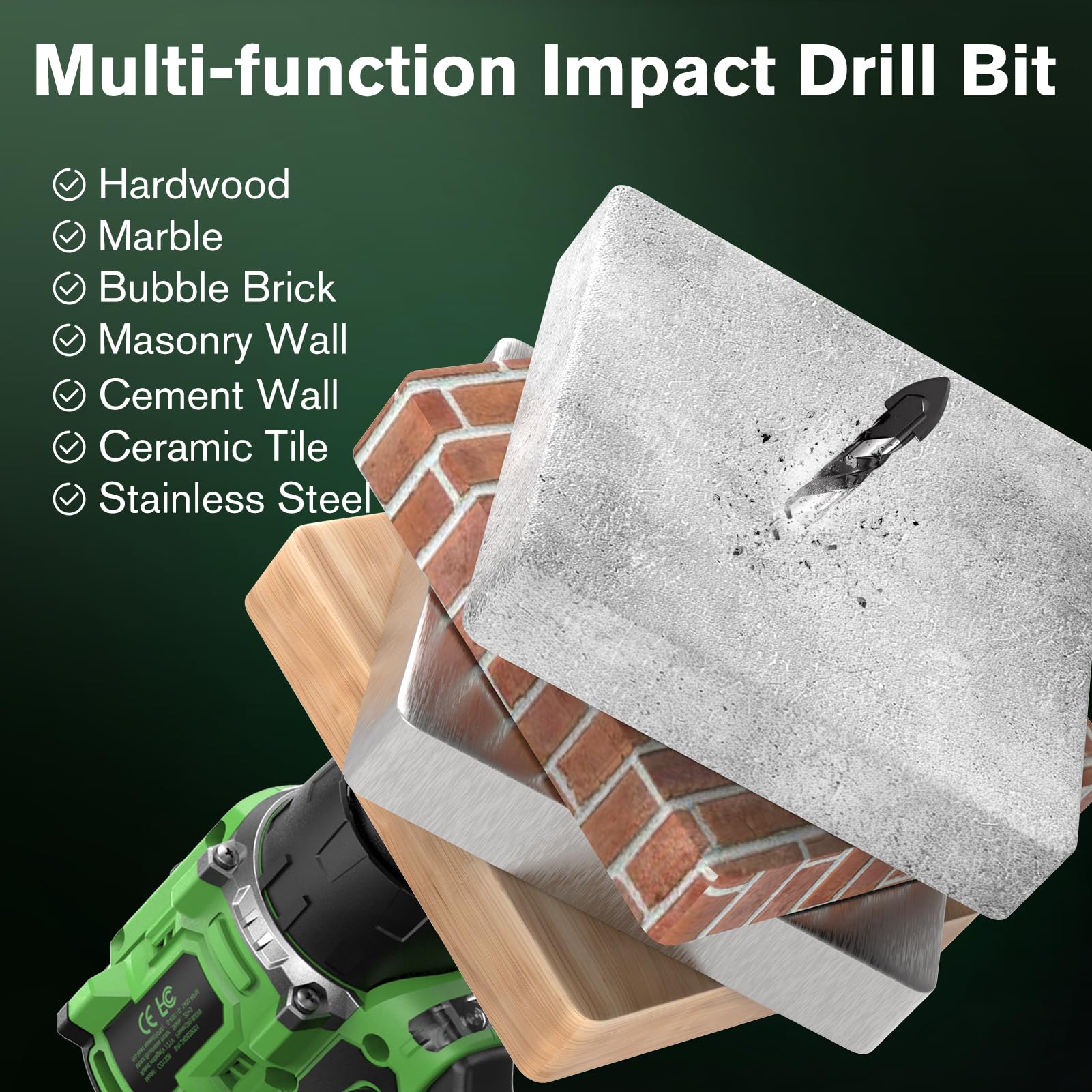 Ginour 21V Brushless Cordless Hammer Drill 442 in.lbs 18000BPM 3/8