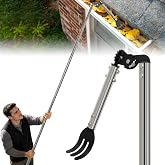CKLT 12FT Gutter Cleaning Tools from the Ground with Dual-Axis Adjustment | Spring Steel Gutter Cleaner Tool, Adjustable Length Cleaning Pole with Gutter Rake for Leaves, Muck and Roof Debris
