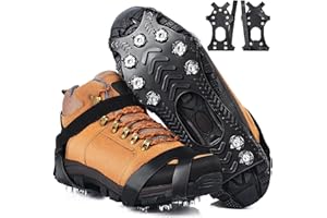 HONYAO Ice Cleats Crampons for Shoes and Boots, Stainless Steel Ice Grippers Spikes Grips Traction for Winter Ice Snow, Hiking Climbing Ice Fishing