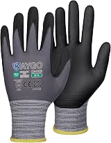 KAYGO 3 Pairs Work Gloves MicroFoam Nitrile Coated KG18N Seamless Knit Nylon