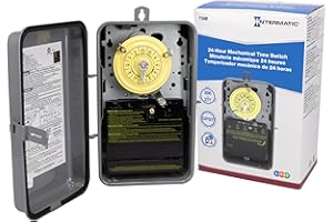 0047802 Intermatic T104R 24 Hour Mechanical Timer Switch - 208–277 VAC, DPST, Type 3R Indoor/Outdoor Metal Enclosure, Heavy-Duty, Manual Override, 40 Amp – Ideal for Lights, Pumps, Fans, and HVAC Systems