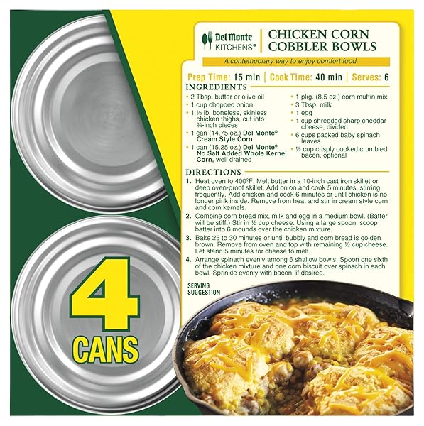 DEL MONTE FRESH CUT GOLDEN SWEET WHOLE KERNEL CORN WITH NO ADDED SALT 4-15.25 OZ. CAN, 15.25 OZ