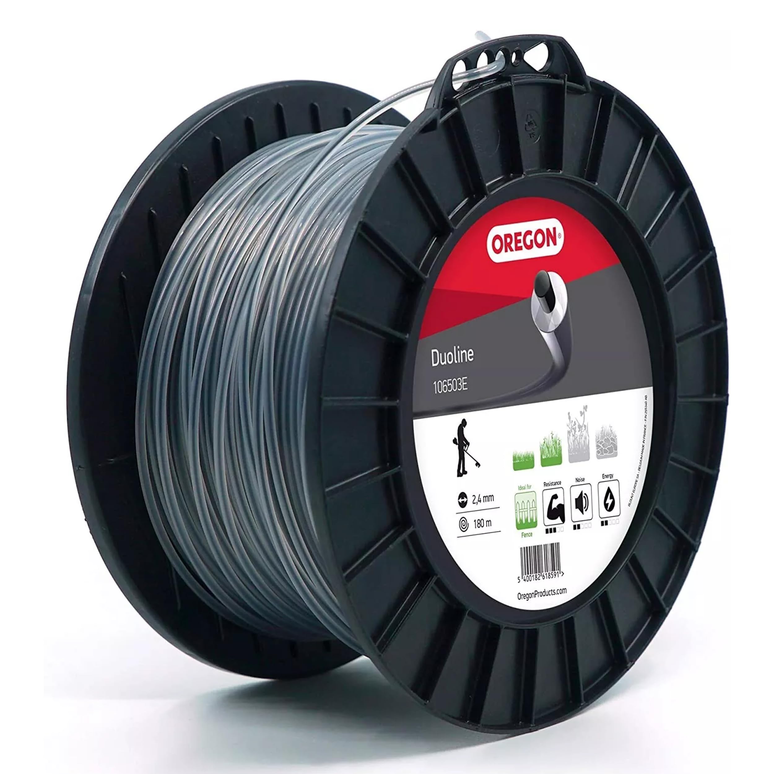 Oregon Round 2.4mm Strimmer Line, Durable Dual Material Line, Tackles Grass, Weeds & Thick Vegetation, Professional Heavy Duty Strimmer Wire, Fits Most Standard Models, 2.4 mm x 180 m (106503E)