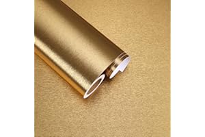 FANCYEASY Gold Brushed Stainless Steel Contact Paper for Kitchen Appliances Waterproof Metallic Gold Peel and Stick Wallpaper