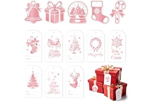 K1tpde Vintage Rose Christmas Gift Tag - 137PCS Xmas Gift Tag with 30m Hemp Rope, Merry Christmas Hanging Paper Tag with Stri