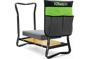 AZBESTPRO Bamboo Garden Kneeler and Seat Heavy Duty, Upgrade Gardening Bench and 2-inch Thick Kneeling Pad 1 Larger Tool Bags, Gardening Gift for Women Men, for Gardeners