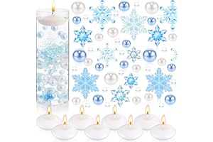 MTLEE 2124 Pieces Christmas Vase Filler Pearls Including 8 Suspending Candles for Vase Filler Christmas Table Decor Suspending Candle Centerpiece for Christmas Dining Table Decor(Beauty Style)