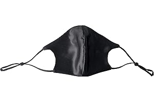 Hugs Living 100% Mulberry Silk Face Mask with Filter Pocket and Adjustable Ear Loops (Ivory Black)